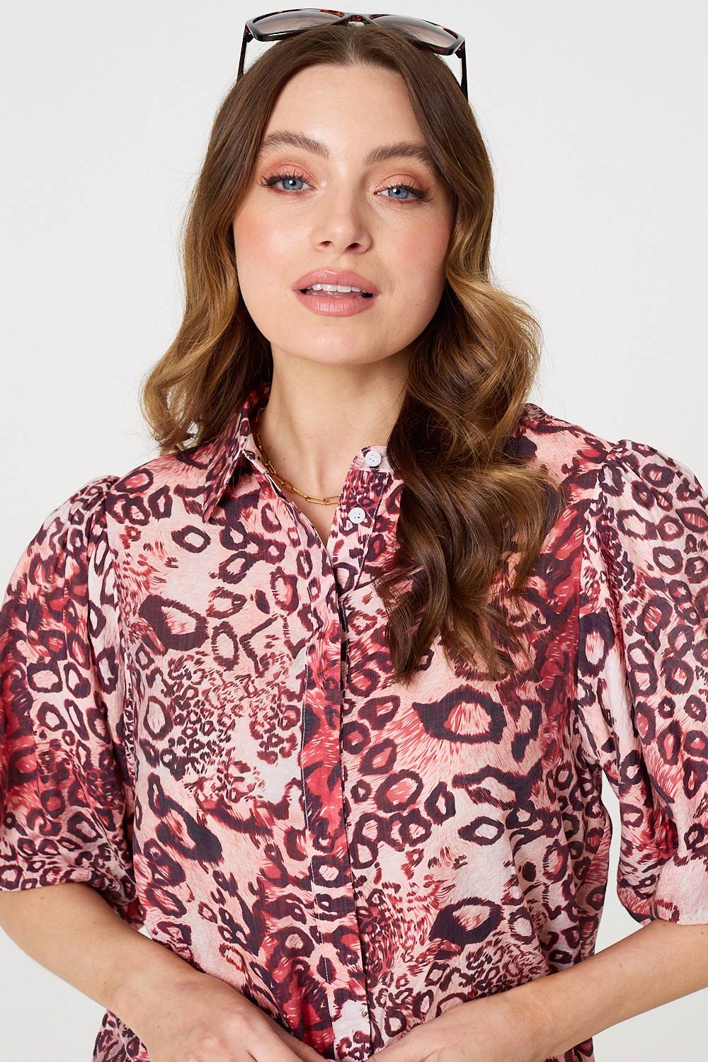 Animal Print Puff Sleeve Shirt