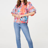 Abstract Print 1/2 Sleeve Shirt