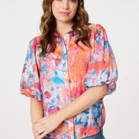 Abstract Print 1/2 Sleeve Shirt
