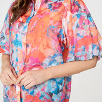 Abstract Print 1/2 Sleeve Shirt