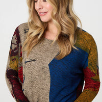 Abstract Long Sleeve Relaxed Knit Top