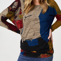 Abstract Long Sleeve Relaxed Knit Top