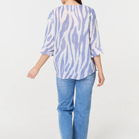 Animal Print 3/4 Flared Sleeve Blouse