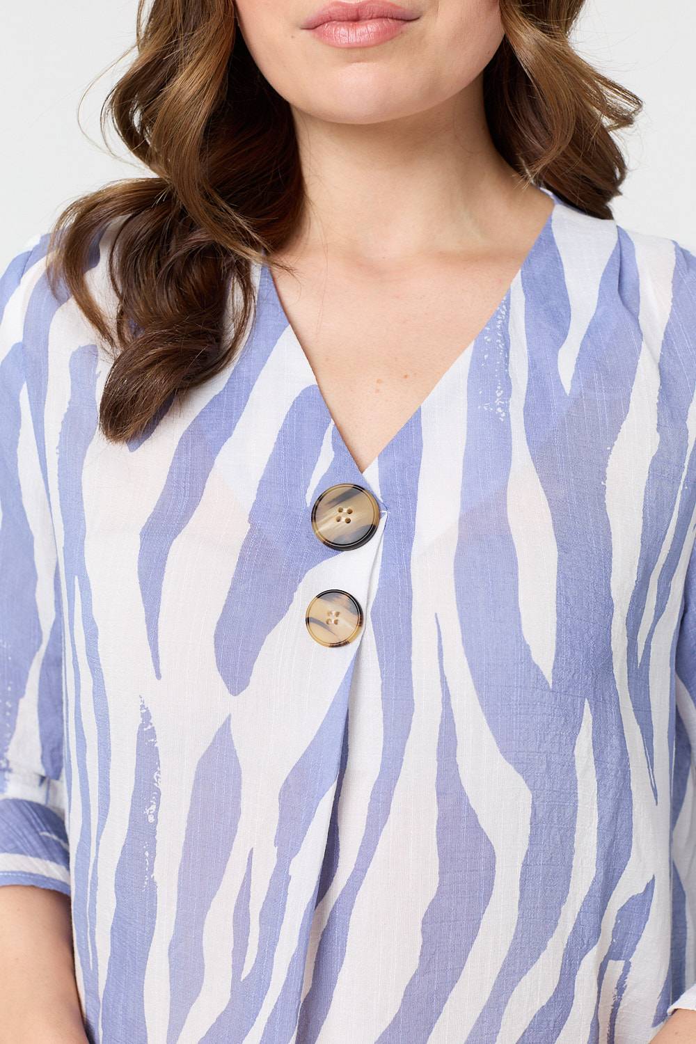Animal Print 3/4 Flared Sleeve Blouse