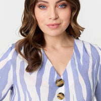 Animal Print 3/4 Flared Sleeve Blouse