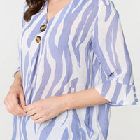 Animal Print 3/4 Flared Sleeve Blouse