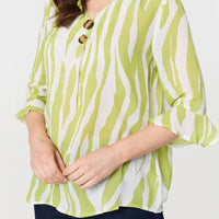 Animal Print 3/4 Flared Sleeve Blouse