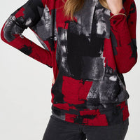 Abstract Knit Long Sleeve Jumper