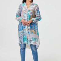 Patchwork Print Longline Tunic Shirt