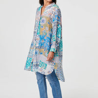 Patchwork Print Longline Tunic Shirt