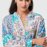 Patchwork Print Longline Tunic Shirt