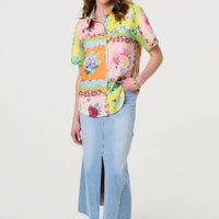 Mosaic Print Short Sleeve Relaxed Shirt