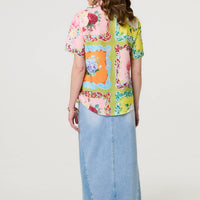 Mosaic Print Short Sleeve Relaxed Shirt