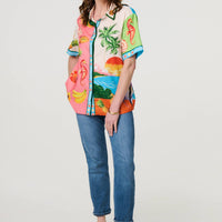 Tropical Print Short Sleeve Shirt