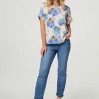 Floral Cap Sleeve Relaxed Blouse