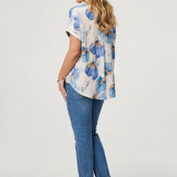 Floral Cap Sleeve Relaxed Blouse