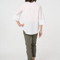 Floral Embroidered Texture V-Neck Blouse