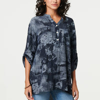 Floral 3/4 Sleeve Relaxed Blouse
