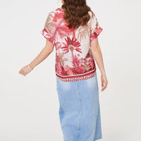 Tropical Print 1/2 Sleeve Relaxed Top