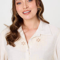 Floral Embroidered Puff Sleeve Blouse