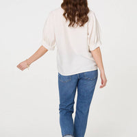 Floral Embroidered Puff Sleeve Blouse