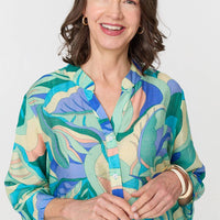 Abstract Longline Relaxed Tunic Shirt