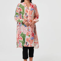 Abstract Longline Relaxed Shirt Dress