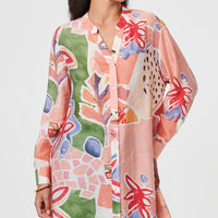 Abstract Longline Relaxed Shirt Dress