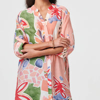 Abstract Longline Relaxed Shirt Dress