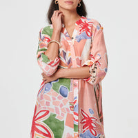 Abstract Longline Relaxed Shirt Dress