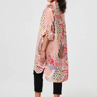 Abstract Longline Relaxed Shirt Dress