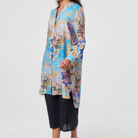 Floral Long Sleeve Longline Tunic Shirt