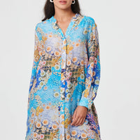 Floral Long Sleeve Longline Tunic Shirt