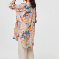 Floral Long Sleeve Longline Tunic Shirt