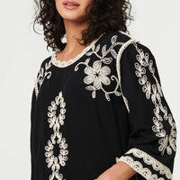 Floral Embroidered 3/4 Sleeve Blouse