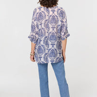 Baroque Print 3/4 Sleeve Relaxed Blouse