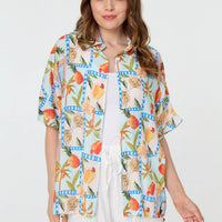 Patchwork Relaxed 1/2 Sleeve Shirt