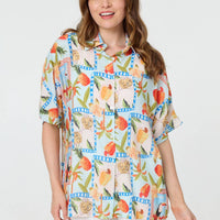 Patchwork Relaxed 1/2 Sleeve Shirt