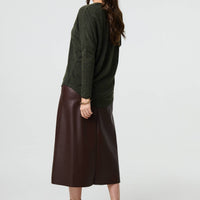 Zip Front V-Neck Relaxed 3/4 Sleeve Top