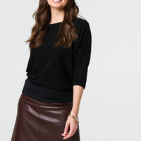 Metallic Stripe 3/4 Batwing Sleeve Top