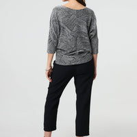 Metallic Stripe 3/4 Batwing Sleeve Top