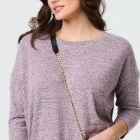 Relaxed Boat Neck 3/4 Sleeve Top