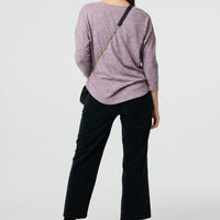 Relaxed Boat Neck 3/4 Sleeve Top