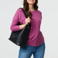 Relaxed Boat Neck 3/4 Sleeve Top