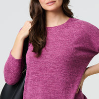Relaxed Boat Neck 3/4 Sleeve Top