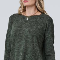 Relaxed Boat Neck 3/4 Sleeve Top