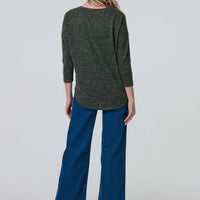 Relaxed Boat Neck 3/4 Sleeve Top