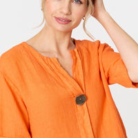 Button Detail 1/2 Sleeve V-Neck Blouse