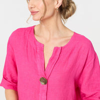 Button Detail 1/2 Sleeve V-Neck Blouse