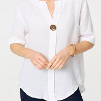 Button Detail 1/2 Sleeve V-Neck Blouse
